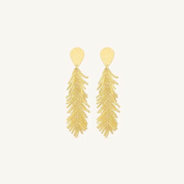 Boucles d'oreilles Envol camomille Santibé en perles et cristaux jaune pastel