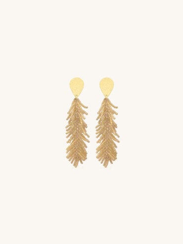 Bijoux fantaisie de créateurs 11 Boucles d'oreilles Envol Champagne Santibé en perles et cristaux beige doré