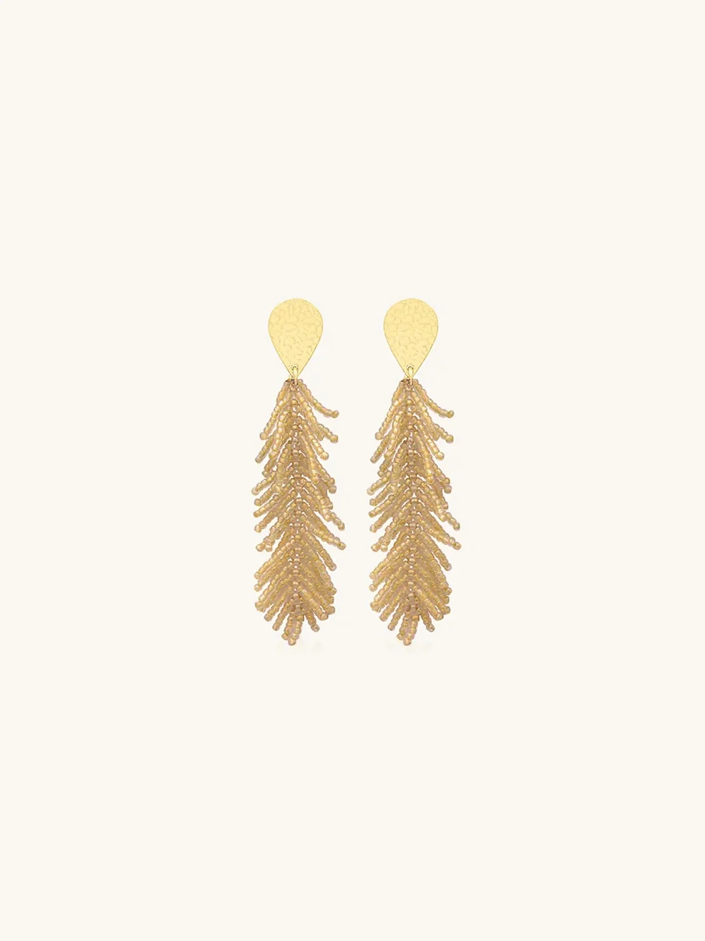 Boucles d'oreilles Envol Champagne 1 Boucles d'oreilles Envol Champagne Santibé en perles et cristaux beige doré