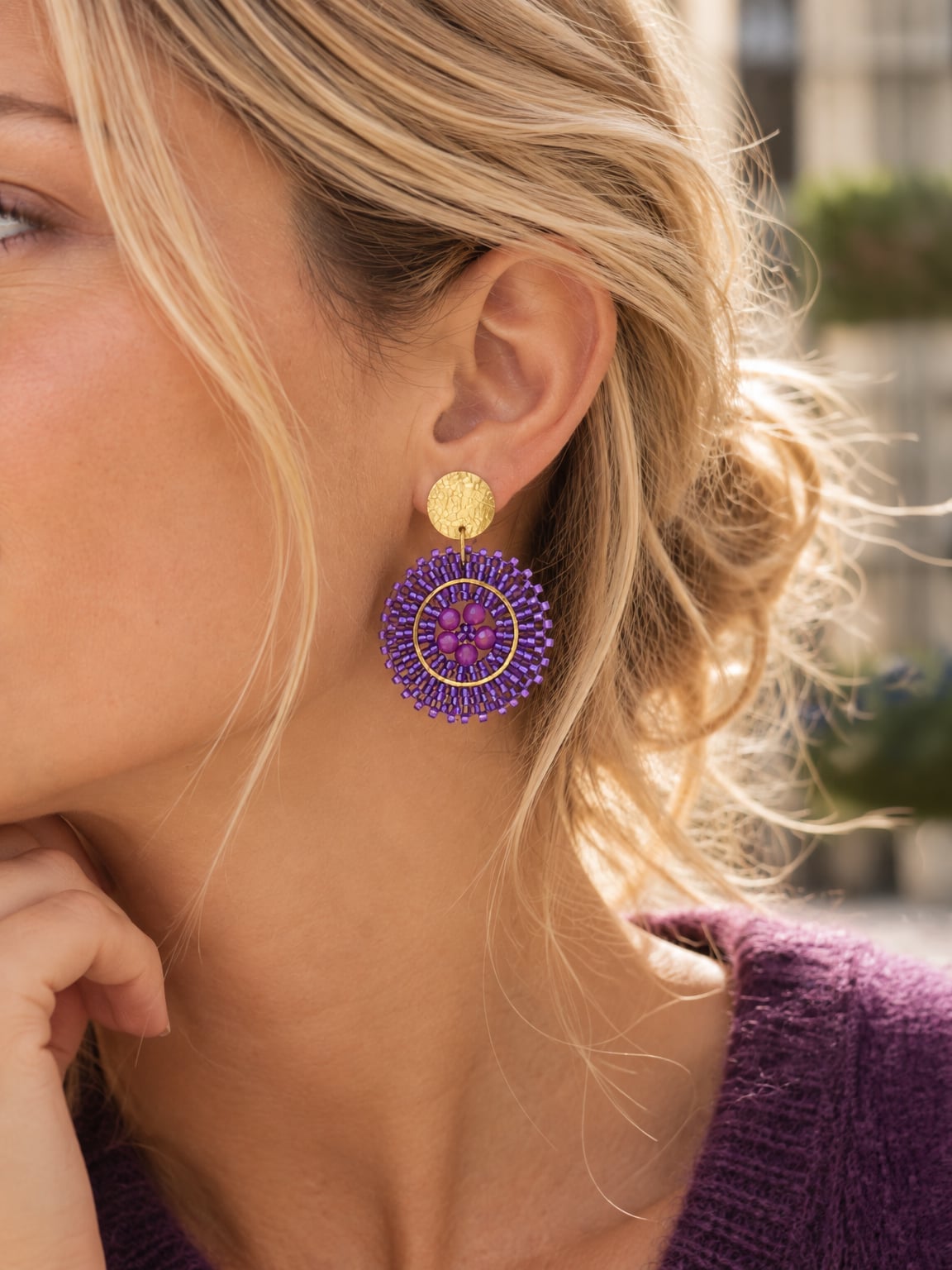 Boucles d'oreilles Baby Espagnola Ultra violet 1 Boucles d'oreilles baby espagnola ultra violet femme -zoom