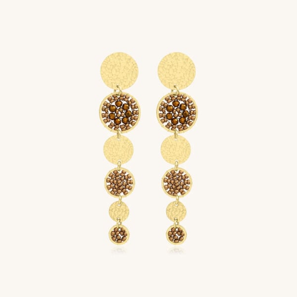 Boucles d'oreilles Lupin Champagne - Boucles pendantes longues, en beige - doré