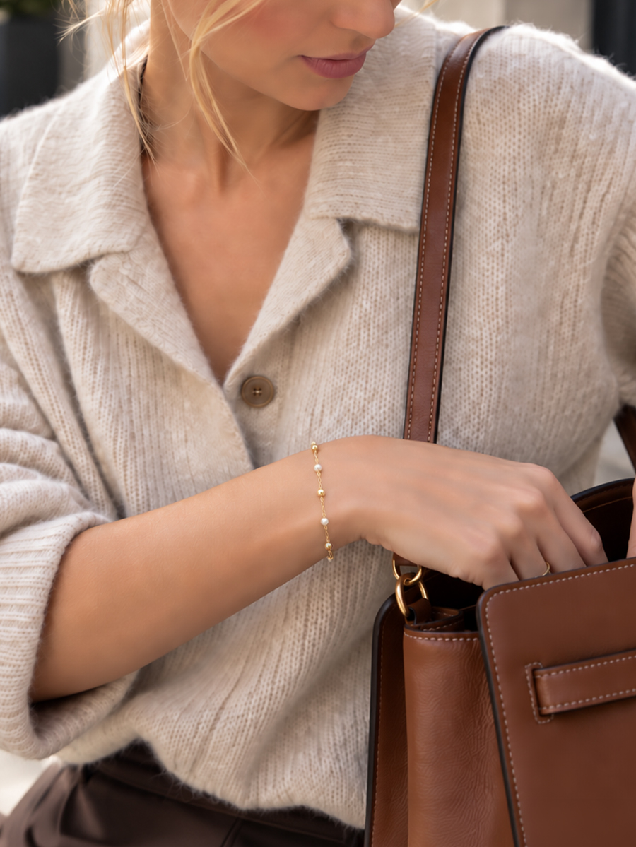 Bracelet fines billes plaqué or Marie 2 Bracelet fines billes plaqué or Marie - femme zoom