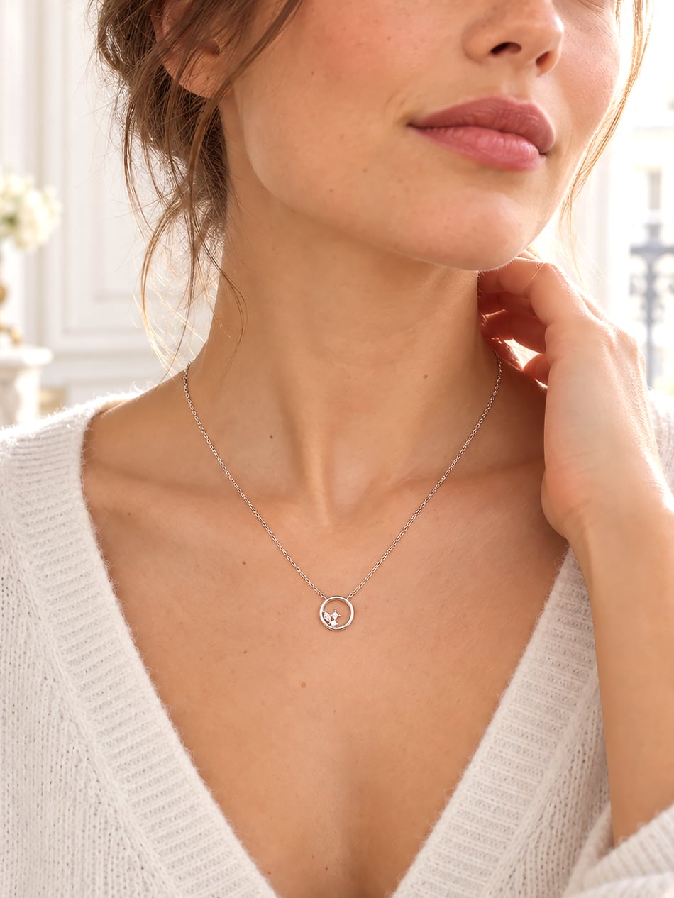 Collier cercle argent Halo 2 Collier cercle argent Halo femme zoom