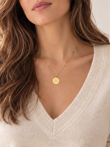 Collier médaille soleil Léo - femme-zoom