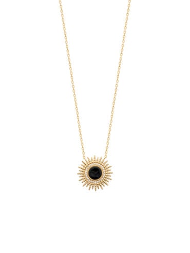 Bijoux fantaisie de créateurs 29 Collier soleil agate noire Eclipse