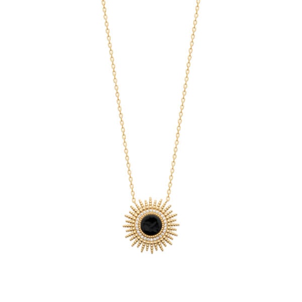 Collier soleil agate noire Eclipse