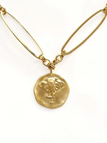 Bijoux fantaisie de créateurs 29 Collier médaille éléphant iman - zoom médaille