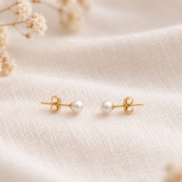 Puces d'oreilles perles 4mm Vienne - clous d'oreilles -