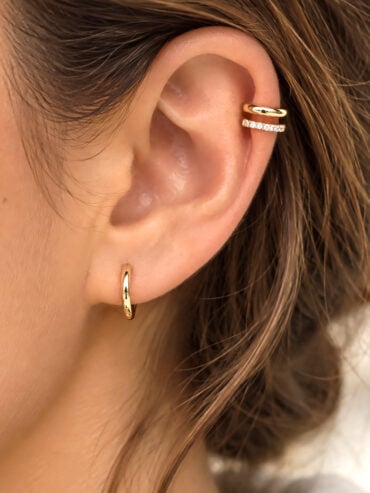 Bijoux fantaisie de créateurs 7 Bague d'oreille double Elisa - bijou en plaqué ro femme - zoom