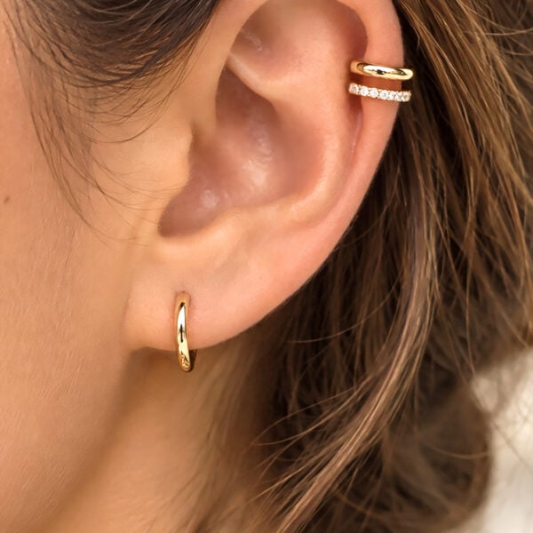 Bague d'oreille double Elisa - bijou en plaqué ro femme - zoom