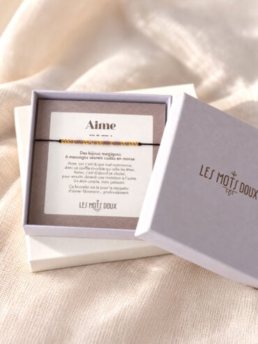 Bracelet aime code morse - message secret - écrin