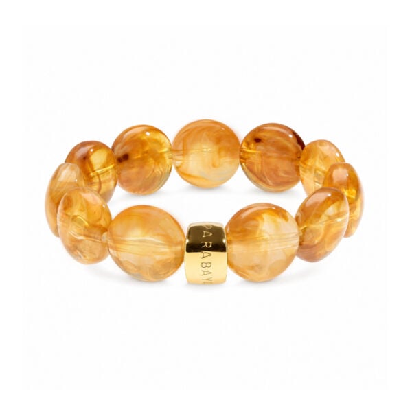 Bracelet bombom caramel - parabaya - bracelet boules extensible. couleur ambrée