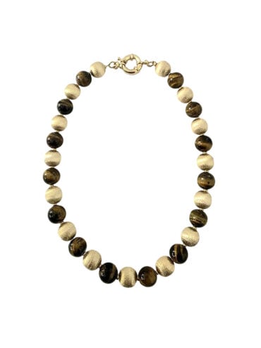 Collier boules oeil de tigre - présentation du bijou