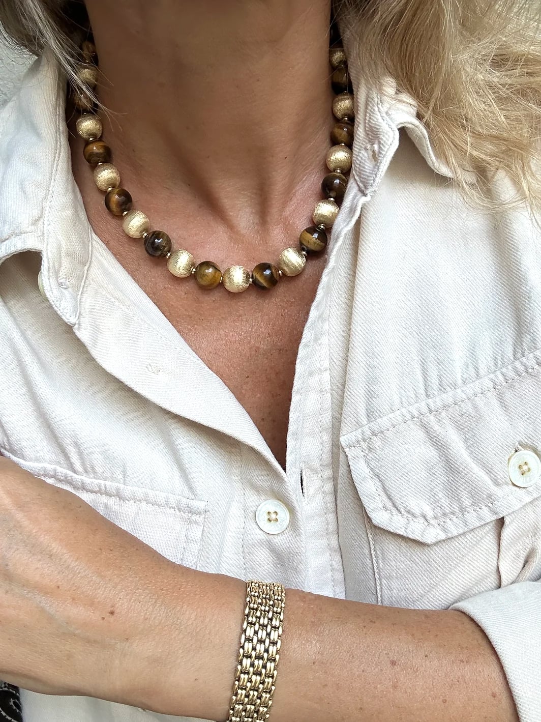 Collier boules œil de tigre 3 Collier boules oeil de tigre - dear charlotte paris
