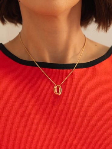 Collier doré Bolo - femme - zoom chaîne et pendentif