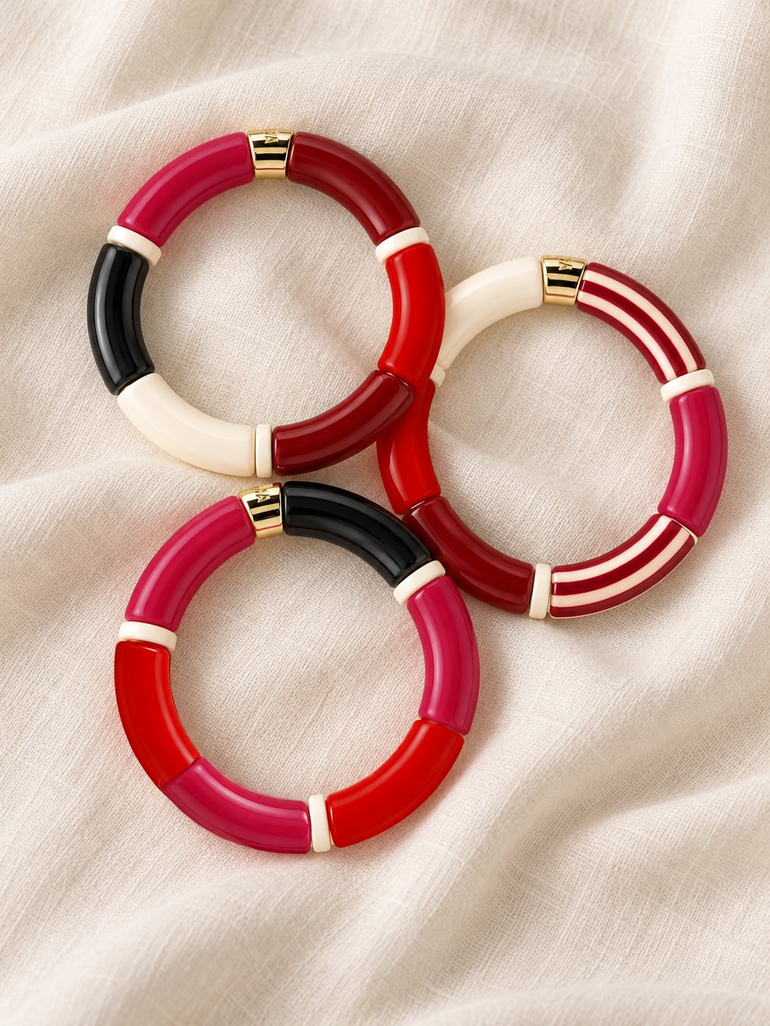Bracelet Pipoca Ligne Grenat 2 Bracelets Pipocas ligne Grenat