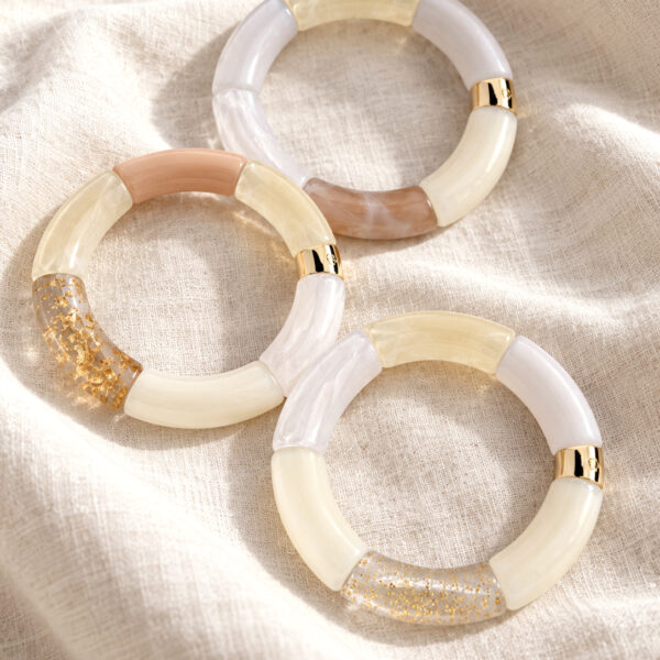trio de bracelets pipoca creme